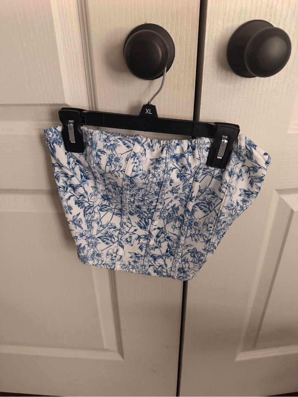 White & Blue Floral High-Waist Women’s Shorts